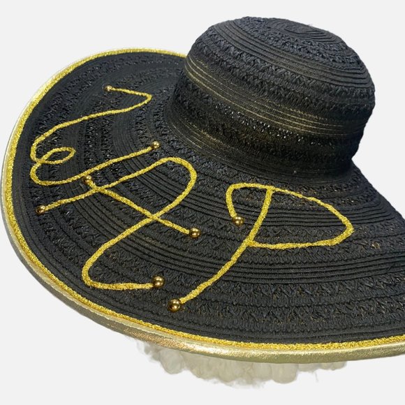 Black Wide Brim WAP Embellished Sun Hat Excellent Condition main image 16